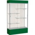 Waddell Display Case Of Ghent Spirit Lighted Display Case 48"W x 80"H x 16"D Plaque Back Satin Finish Forest Green Base & Top 3174PB-SN-FG